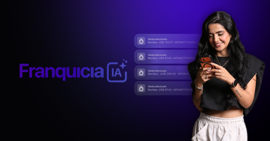 Tata Salazar mostrando felicidad con Franquicia IA